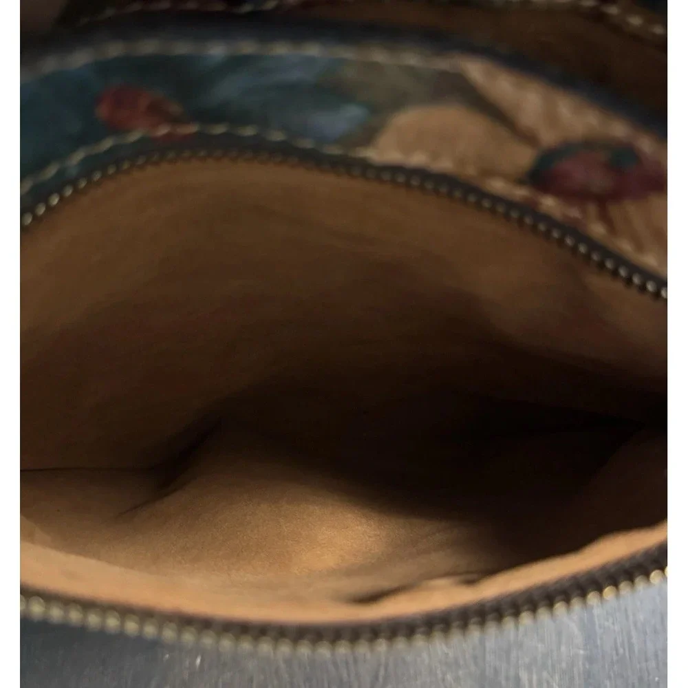 PATRICIA NASH Luzille Backpack Fresco Cross Body‎ Floral Design Leather MINTY